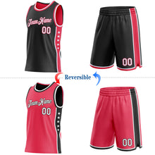 Load image into Gallery viewer, Custom Reversible Black White-Neon Pink Double Side Star Sublimation Basketball Suit Jersey