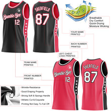 Load image into Gallery viewer, Custom Reversible Black White-Neon Pink Double Side Star Sublimation Basketball Suit Jersey