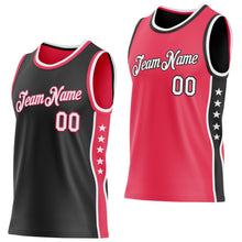 Load image into Gallery viewer, Custom Reversible Black White-Neon Pink Double Side Star Sublimation Basketball Suit Jersey