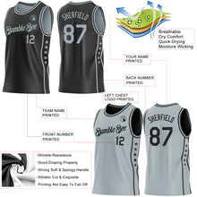 Laden Sie das Bild in den Galerie-Viewer, Custom Reversible Black Silver Double Side Star Sublimation Basketball Suit Jersey