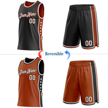 Laden Sie das Bild in den Galerie-Viewer, Custom Reversible Black White-Texas Orange Double Side Star Sublimation Basketball Suit Jersey