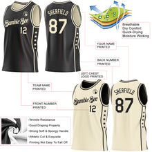 Laden Sie das Bild in den Galerie-Viewer, Custom Reversible Black Cream Double Side Star Sublimation Basketball Suit Jersey
