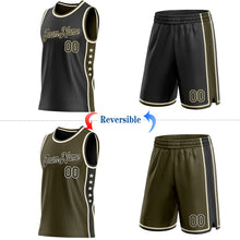 Charger l'image dans la galerie, Custom Reversible Black Olive-Cream Double Side Star Sublimation Basketball Suit Jersey