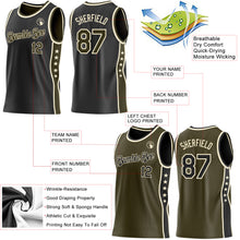 Charger l'image dans la galerie, Custom Reversible Black Olive-Cream Double Side Star Sublimation Basketball Suit Jersey
