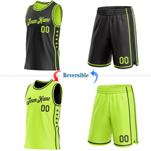 Laden Sie das Bild in den Galerie-Viewer, Custom Reversible Black Neon Green Double Side Star Sublimation Basketball Suit Jersey