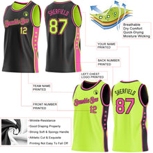 Laden Sie das Bild in den Galerie-Viewer, Custom Reversible Black Neon Green-Pink Double Side Star Sublimation Basketball Suit Jersey