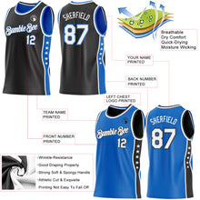 Load image into Gallery viewer, Custom Reversible Black White-Blue Double Side Star Sublimation Basketball Suit Jersey