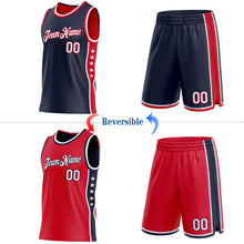 Laden Sie das Bild in den Galerie-Viewer, Custom Reversible Navy White-Red Double Side Star Sublimation Basketball Suit Jersey