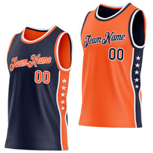 Load image into Gallery viewer, Custom Reversible Navy Orange-White Double Side Star Sublimation Basketball Suit Jersey