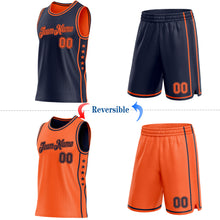Charger l'image dans la galerie, Custom Reversible Navy Orange Double Side Star Sublimation Basketball Suit Jersey
