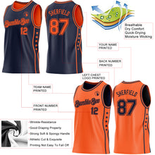 Charger l'image dans la galerie, Custom Reversible Navy Orange Double Side Star Sublimation Basketball Suit Jersey
