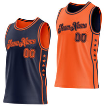 Charger l'image dans la galerie, Custom Reversible Navy Orange Double Side Star Sublimation Basketball Suit Jersey
