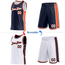 Загрузить изображение в средство просмотра галереи, Custom Reversible Navy White-Orange Double Side Star Sublimation Basketball Suit Jersey