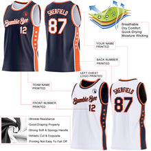 Загрузить изображение в средство просмотра галереи, Custom Reversible Navy White-Orange Double Side Star Sublimation Basketball Suit Jersey