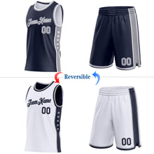 Load image into Gallery viewer, Custom Reversible Navy Gray-White Double Side Star Sublimation Basketball Suit Jersey