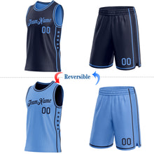Load image into Gallery viewer, Custom Reversible Navy Lakes Blue Double Side Star Sublimation Basketball Suit Jersey
