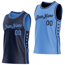 Load image into Gallery viewer, Custom Reversible Navy Lakes Blue Double Side Star Sublimation Basketball Suit Jersey
