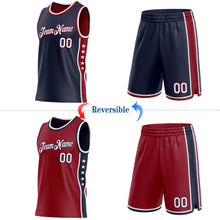 Charger l'image dans la galerie, Custom Reversible Navy White-Crimson Double Side Star Sublimation Basketball Suit Jersey