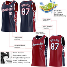 Charger l'image dans la galerie, Custom Reversible Navy White-Crimson Double Side Star Sublimation Basketball Suit Jersey
