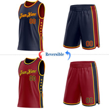 Load image into Gallery viewer, Custom Reversible Navy Crimson-Gold Double Side Star Sublimation Basketball Suit Jersey