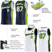Charger l'image dans la galerie, Custom Reversible Navy White-Neon Green Double Side Star Sublimation Basketball Suit Jersey