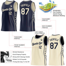 Charger l'image dans la galerie, Custom Reversible Navy Cream Double Side Star Sublimation Basketball Suit Jersey