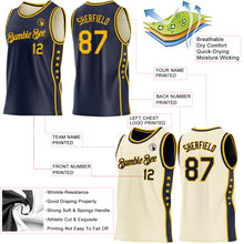 Load image into Gallery viewer, Custom Reversible Navy Gold Double Side Star Sublimation Basketball Suit Jersey