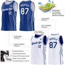 Load image into Gallery viewer, Custom Reversible Royal White Double Side Star Sublimation Basketball Suit Jersey