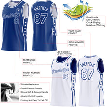 Load image into Gallery viewer, Custom Reversible Royal White Double Side Star Sublimation Basketball Suit Jersey