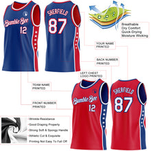 Load image into Gallery viewer, Custom Reversible Royal White-Red Double Side Star Sublimation Basketball Suit Jersey