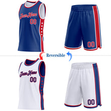 Load image into Gallery viewer, Custom Reversible Royal Red-White Double Side Star Sublimation Basketball Suit Jersey