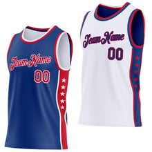 Load image into Gallery viewer, Custom Reversible Royal Red-White Double Side Star Sublimation Basketball Suit Jersey