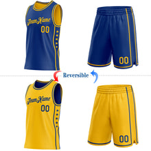 Загрузить изображение в средство просмотра галереи, Custom Reversible Royal Gold Double Side Star Sublimation Basketball Suit Jersey