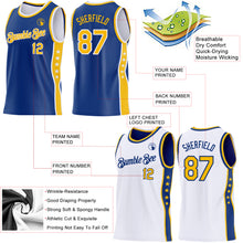 Load image into Gallery viewer, Custom Reversible Royal Gold-White Double Side Star Sublimation Basketball Suit Jersey