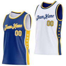 Load image into Gallery viewer, Custom Reversible Royal Gold-White Double Side Star Sublimation Basketball Suit Jersey