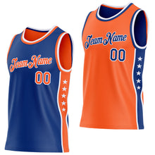 Load image into Gallery viewer, Custom Reversible Royal Orange-White Double Side Star Sublimation Basketball Suit Jersey