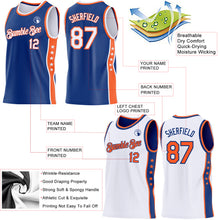 Загрузить изображение в средство просмотра галереи, Custom Reversible Royal White-Orange Double Side Star Sublimation Basketball Suit Jersey