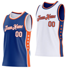 Загрузить изображение в средство просмотра галереи, Custom Reversible Royal White-Orange Double Side Star Sublimation Basketball Suit Jersey