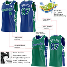 Laden Sie das Bild in den Galerie-Viewer, Custom Reversible Royal Kelly Green-White Double Side Star Sublimation Basketball Suit Jersey