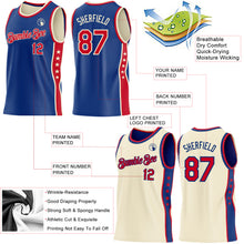 Load image into Gallery viewer, Custom Reversible Royal Red-Cream Double Side Star Sublimation Basketball Suit Jersey