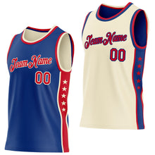 Load image into Gallery viewer, Custom Reversible Royal Red-Cream Double Side Star Sublimation Basketball Suit Jersey
