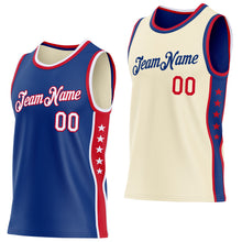Загрузить изображение в средство просмотра галереи, Custom Reversible Royal White-Red Double Side Star Sublimation Basketball Suit Jersey