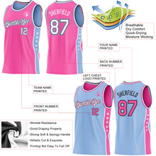 Laden Sie das Bild in den Galerie-Viewer, Custom Reversible Pink White Light Blue-Black Double Side Star Sublimation Basketball Suit Jersey