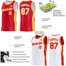 Загрузить изображение в средство просмотра галереи, Custom Reversible Red White-Gold Double Side Star Sublimation Basketball Suit Jersey