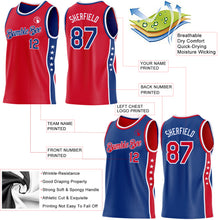 Load image into Gallery viewer, Custom Reversible Red Royal-White Double Side Star Sublimation Basketball Suit Jersey