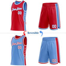 Laden Sie das Bild in den Galerie-Viewer, Custom Reversible Red White-Lakes Blue Double Side Star Sublimation Basketball Suit Jersey