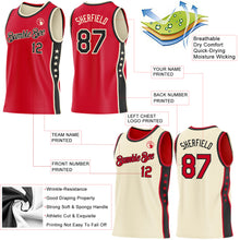 Load image into Gallery viewer, Custom Reversible Red Black-Cream Double Side Star Sublimation Basketball Suit Jersey