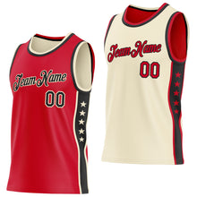 Load image into Gallery viewer, Custom Reversible Red Black-Cream Double Side Star Sublimation Basketball Suit Jersey