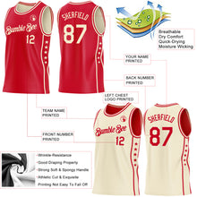 Laden Sie das Bild in den Galerie-Viewer, Custom Reversible Red Cream Double Side Star Sublimation Basketball Suit Jersey