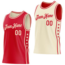 Laden Sie das Bild in den Galerie-Viewer, Custom Reversible Red Cream Double Side Star Sublimation Basketball Suit Jersey